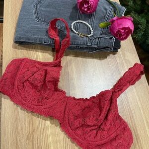 Elegant Red Lace Bra